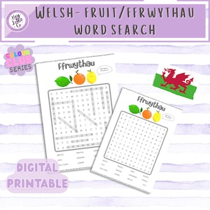 Welsh Fruit Worksheet | Welsh Wordsearch | Ffrwythau Cymraeg | Ysgol Gynradd | Early Years Education | Bilingual Classroom | Digital Print