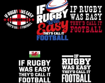 If Rugby Was Easy They’d Call It Football PNG Bundle, Funny Rugby Quotes for Players Coaches Fans Shirt Design Digital Download Sublimation