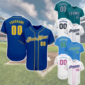 Custom Baseball Jersey – Personalized Name & Number, Unisex Button-Up Team Shirt for Fans and Players, Personalized Baseball Jersey
