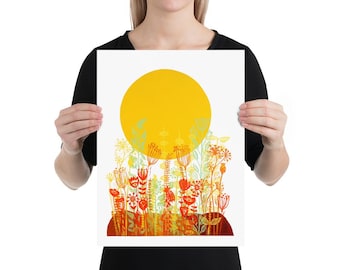 Sunrise poster, from a linocut by Mariann Johansen-Ellis