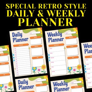 Dagelijkse weekplanner vintage bloemen retro geïnspireerde afdrukbare pdf voor productiviteit tijdmanagement doelen stellen klaar voor afdrukken Nieuwe sjabloon