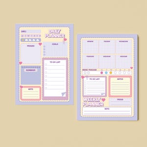 Planejador Diário Semanal para Imprimir – Monitor de Humor, Definição de Metas da Sorte e Melhor Planejador de Produtividade | PDF | Download Instantâneo | Pronto para Imprimir