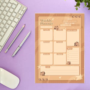 Modelo de planejador semanal e diário PERFEITO da sorte – Planejador de produtividade simples com notas de acompanhamento de metas pronto para impressão Download instantâneo