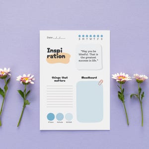 Planificador diario imprimible: inspiración, establecimiento de metas, seguimiento de actividades y diario de gratitud. Citas motivacionales. Planificador de la suerte, última versión.
