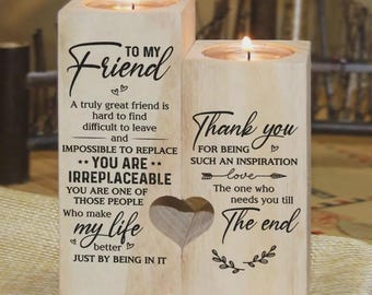 Custom Heart shape Wooden Candle Sticks, Heart-Shaped Acrylic Plaque and Acrylic Desktop Ornament Personalized Gift for Mom, Dad, Valentine
