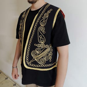 Handmade Turkish Ottoman Vest and Fez Hat Set: Ethnic Costume