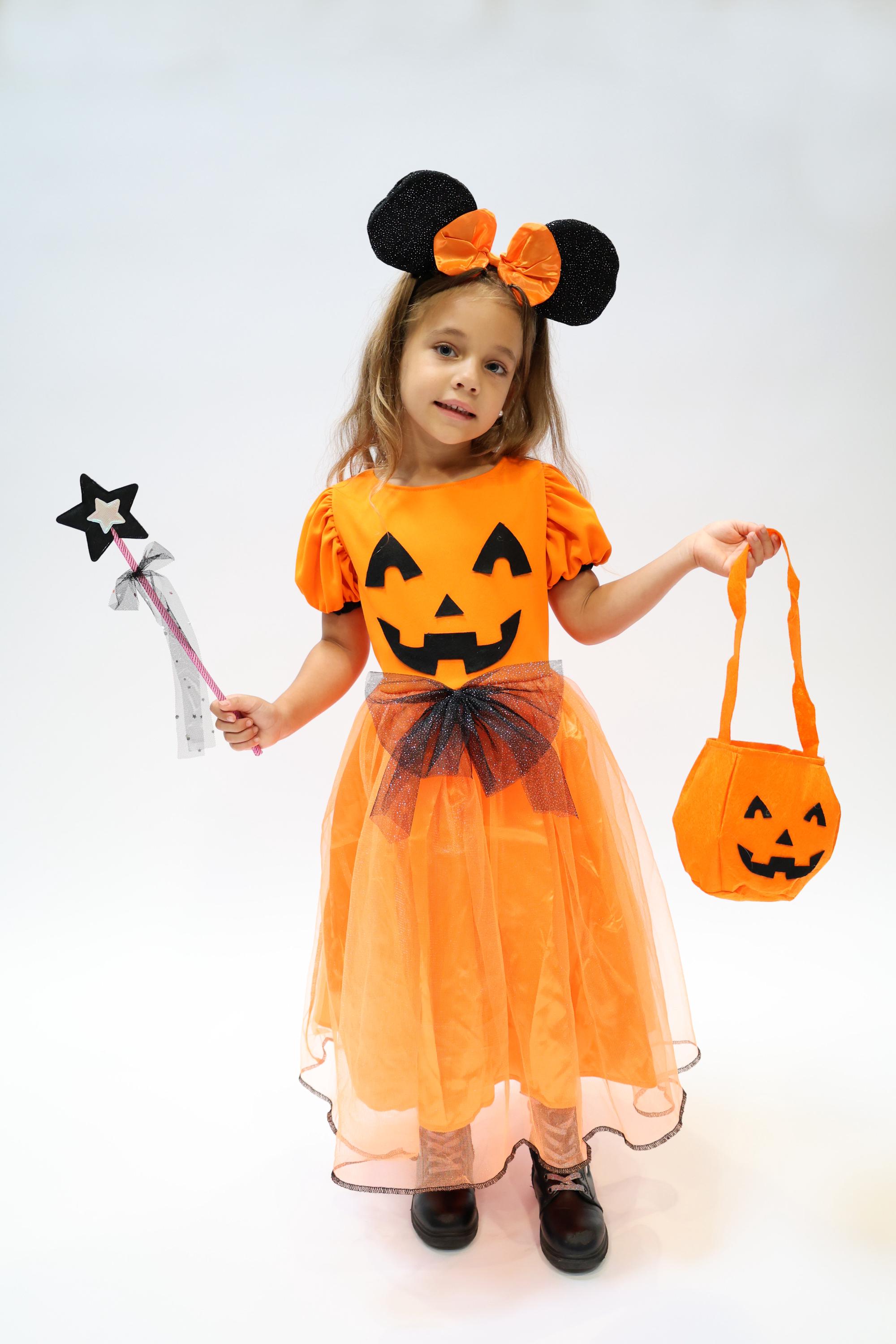 Robe D'Halloween Enfant Fantôme Citrouille - Coupe Trapèze, Tissu Doux, Tailles 7-14 Ans, Pour Déguisement Ou Quotidien