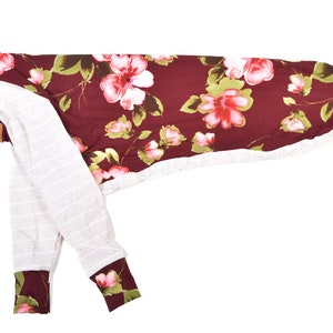 Greyhound Wine Floral / Pink Pastel Stripe Whippet T-shirt Pajamas | Dog Pajamas | Greyhound Jammies | Greyhound PJ | Spring | Floral