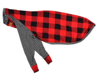 Greyhound Buffalo Plaid / Black White Stripe T-shirt Pajamas | Dog Pajamas | Greyhound Jammies | Greyhound PJ |