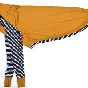 Greyhound Mustard/ Navy Stripe Greyhound T-shirt Pajamas | Dog Pajamas | Greyhound Jammies |