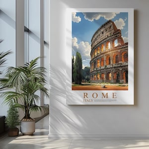 Rome Poster Italy Travel Print Colosseum Wall Art for Home Decor