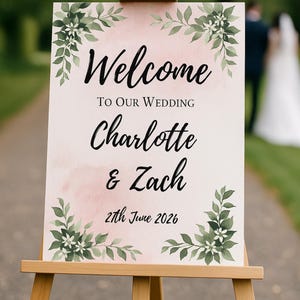 Wedding Welcome Sign Template – Blush Pink Floral Canva Design | Printable Wedding Poster | Instant Download