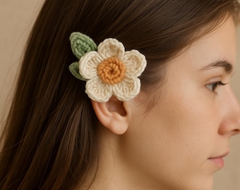 Crochet Floral Hair Clip Pattern  Easy DIY Tutorial PDF for Beginners