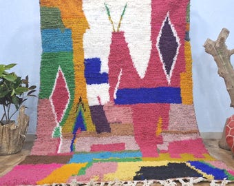 Handmade Orange Beni Ourain Rug, Berber Wool, Custom Size