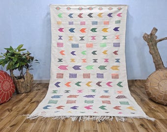 Artistic Moroccan rug, Kilim Area handwoven, Wool Abstract rug, Handmade custom Size carpets