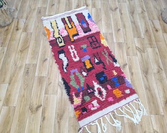 Pink Moroccan Rug – Handwoven Berber Wool, Colorful Geometric Design