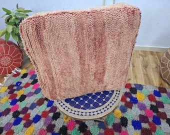 Handwoven Berber Wool Floor Cushion - Vintage Moroccan Pouf