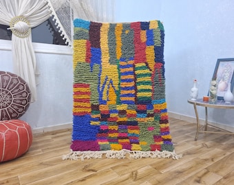 Handmade Berber Wool Rug, Colorful Moroccan Carpet, Custom Size