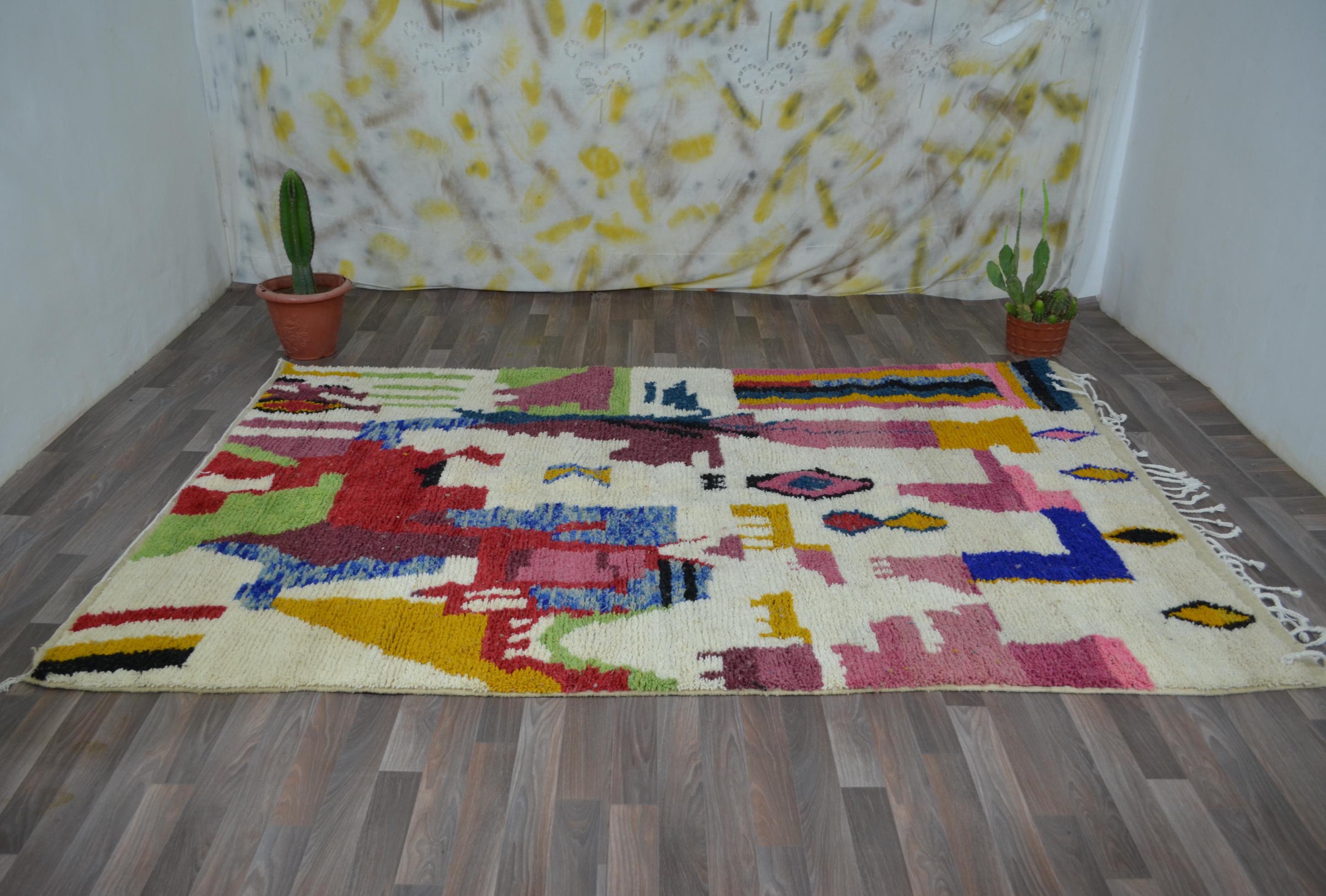 Luxurious Colorful Wool Rug, Handmade Moroccan Rug, Custom Size Rugs ...
