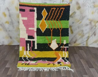 Luxurious Colorful Wool Rug, Handmade Moroccan Rug, Custom Size Rugs, Home Decor Carpet,
