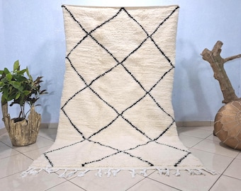 Handmade Beni Ourain Wool Rug, Authentic Moroccan Berber Carpet