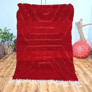 Handmade Berber Wool Rug, Minimalist Moroccan Carpet, 8x10 Area Rug
