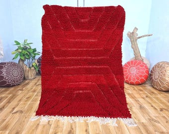 Handmade Berber Wool Rug, Minimalist Moroccan Carpet, 8x10 Area Rug