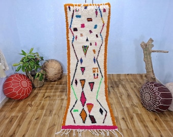 Handwoven Moroccan Wool Runner Rug, Colorful Berber Design