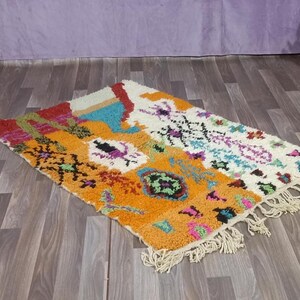 Hand Tufted Wool Moroccan Rug, Orange Berber Area Carpet (8x12)