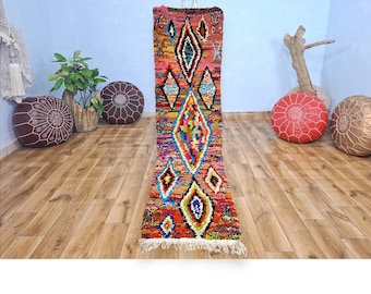 Handmade Moroccan Wool Runner Rug, Colorful Berber Design