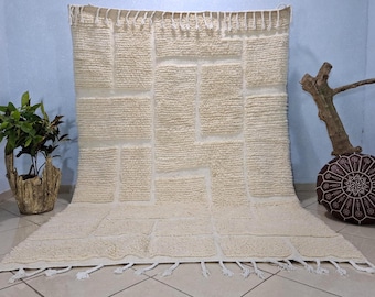 Hand Tufted Beni Ourain Carpet, Custom Size Wool Rugs, Hand Knotted Moroccan Area Rug,