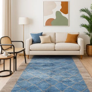 Moroccan rug blue - Hand knotted berber rug - Custom moroccan rug - Beni ourain rug - Handmade rug - Blue area rug - Custom Moroccan rugs