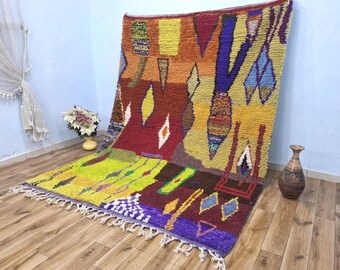Handmade Wool Berber Rug: Colorful Moroccan Design, Custom Size Rugs,