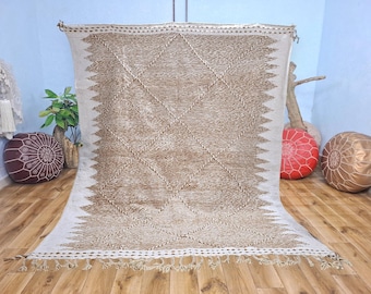 Hand tufted Beige Rug, Custom Size Wool Rugs, Moroccan Area Rug, Unique berber Carpet