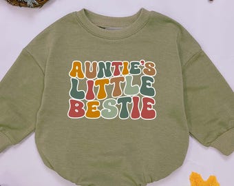 Auntie's Little Bestie Baby Romper, New Baby Gift, Pregnancy Announcement, Baby Shower Gift, Gift from Aunt