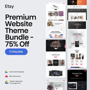 Premium Website Theme Bundle – Responsive HTML, CSS, Resume, Blog, Photography & E-commerce Templates premium designs Seo optimized templete