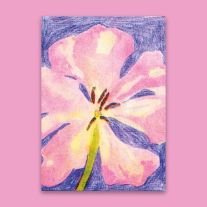 Carte postale risographique - Tulipe