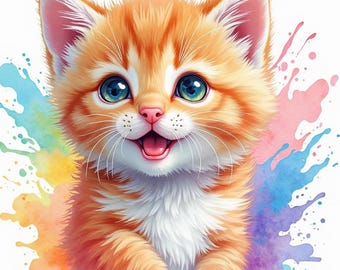 50+ Cute Cat & Kitten Clipart Bundle, Digital Download PNG, Cartoon Cats for Crafts, Cards, Stickers, Scrapbooking and Sublimation
