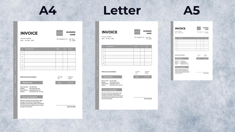 Invoice Signature Sample Editable Invoice Template, Small Business Billing Form, Printable Order ...