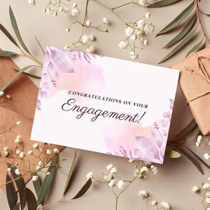 Congratulation On Your Engagement, Instant DIGITAL Download PDF, Floral Elegant Congratulations Engagement Card, Engagement Congratulations