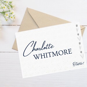 Minimalist Wedding Place Card Template – Printable, Editable with Template | Modern Calligraphy Style for Elegant Weddings, Instant Download