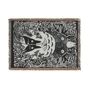 Totoro Blanket, Home Decor for Totoro Fans, Cute Gift for Studio Ghibli Lovers, Cozy Woven Throw, Unique Art, Cute Gift