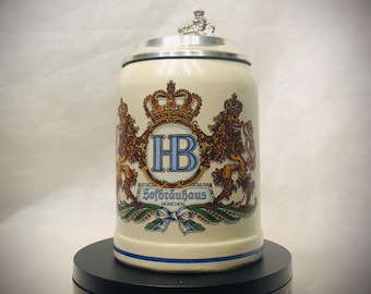 Rare Style - Hofbrauhaus Munchen Beer Stein 0.5 Liter Munich Germany Stoneware Lidded - R. Schenkelberg