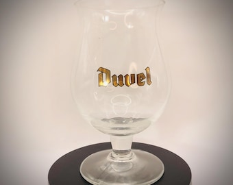 Vintage Duvel Clear Tulip Beer Glass with DUVEL Logo - 6 1/2" Tall