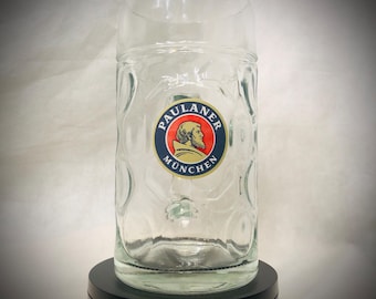 Jarra de cerveza de vidrio con hoyuelos de 1 litro Paulaner Munchen