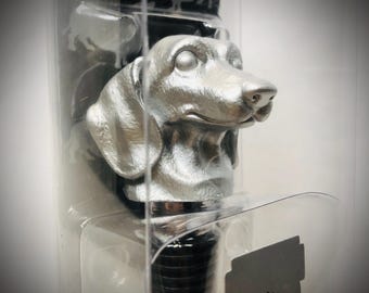 Tappo per bottiglia di vino a forma di bassotto con guarnizione in gomma Wild Eye Designs Weiner Dog NIB