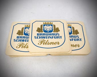 Trudno znaleźć - 10 zabytkowych podstawek pod piwo Brauhaus Schweinfurt Pilsner bar weizen niemiecki