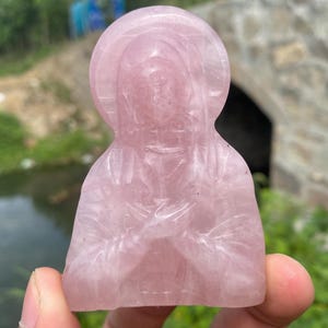 3.1“ Natural Rose crystal Virgin Mary,Crystal Virgin Mary,Hand carved,crystal healing,Home decoration,crystal gifts 1pc