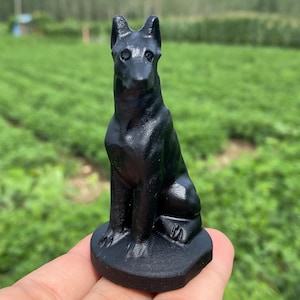 3.3“ Natural Obsidian crystal,Crystal Dog,Hand carved,crystal healing,Home decoration,crystal gifts 1pc