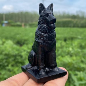 3.1“ Natural Obsidian crystal,Crystal Dog,Hand carved,crystal healing,Home decoration,crystal gifts 1pc